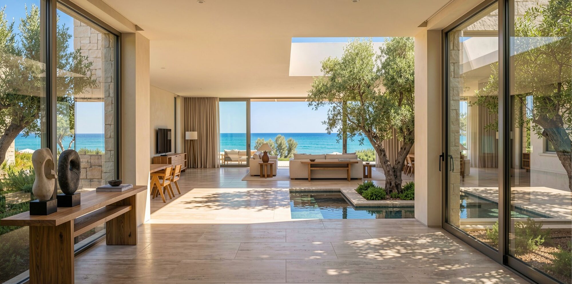 Interior courtyard with greenery