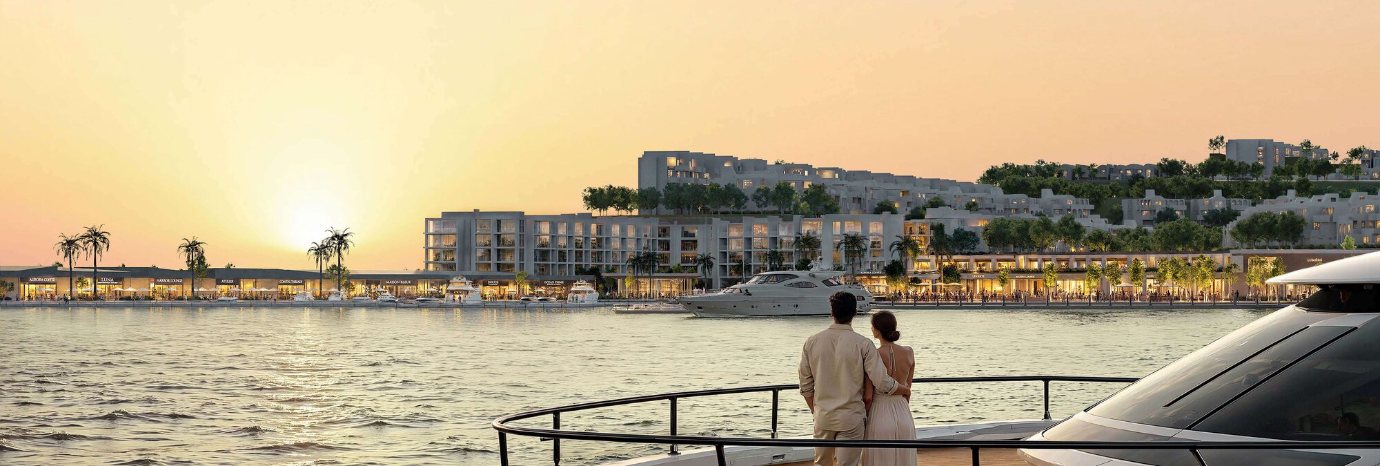 Rooftop terrace lounge with sea view