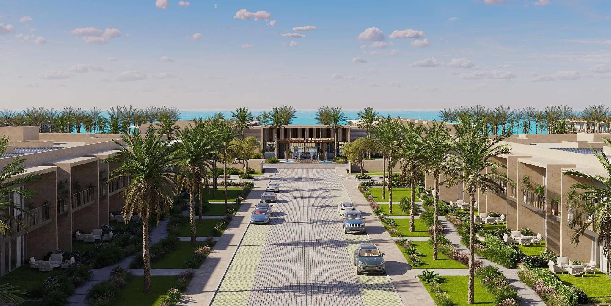 The tree-lined retail promenade at Silversands
